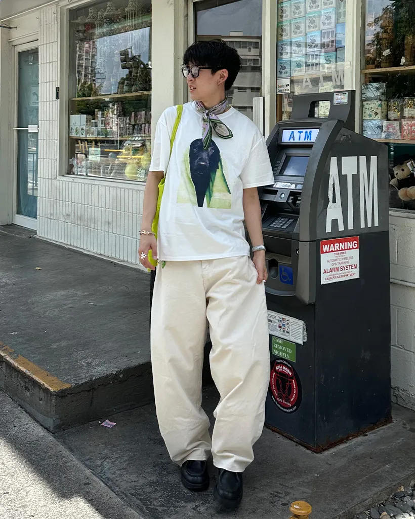 ユニセックスコットンワイドパンツ