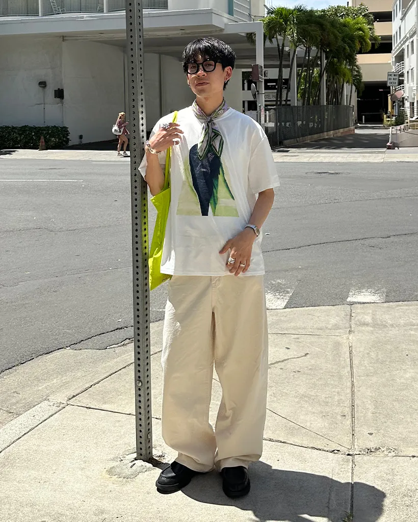 ユニセックスコットンワイドパンツ