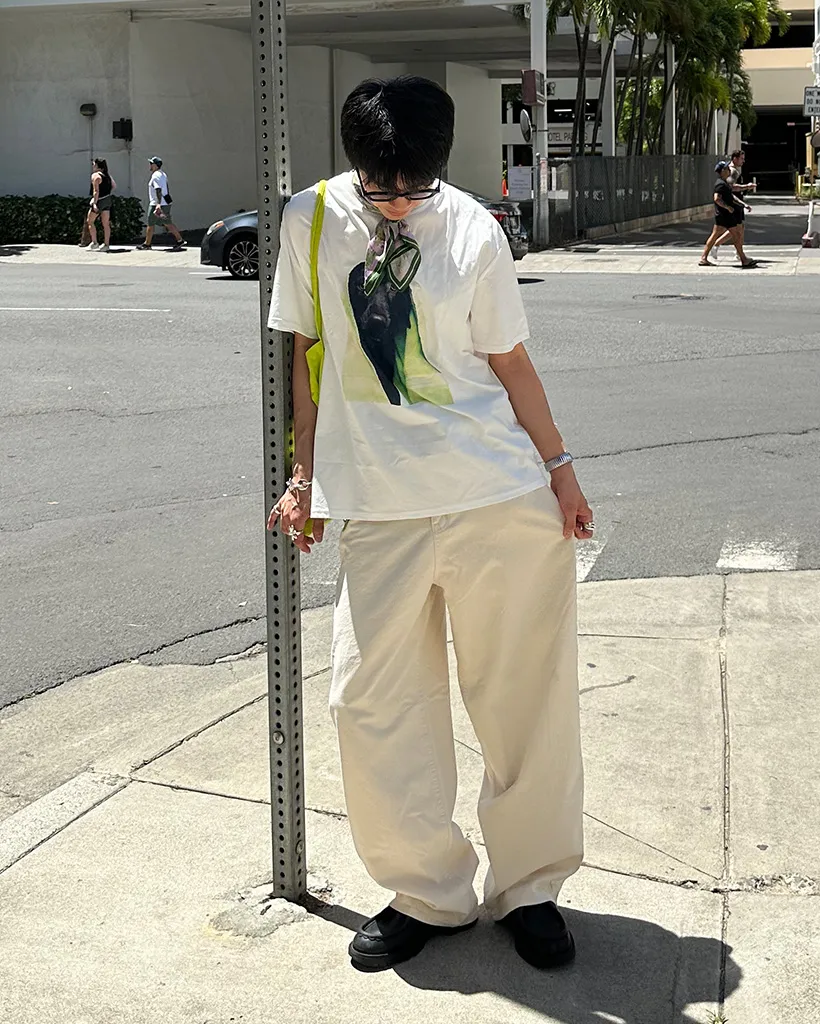 ユニセックスコットンワイドパンツ