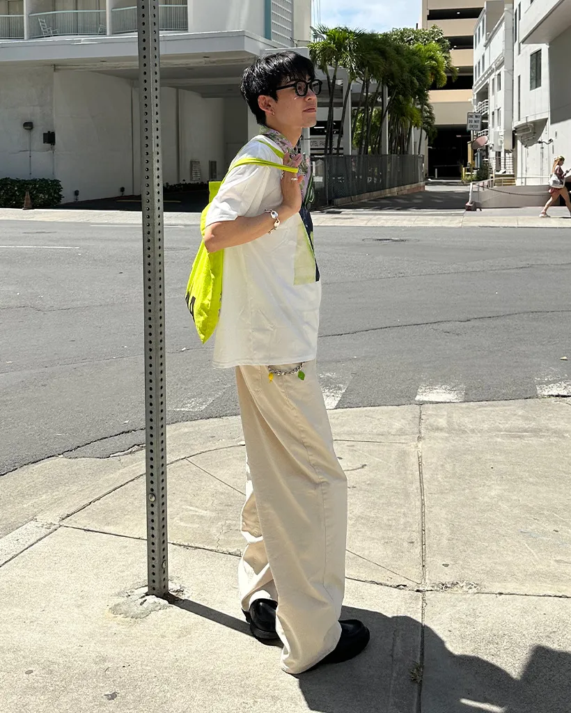 ユニセックスコットンワイドパンツ