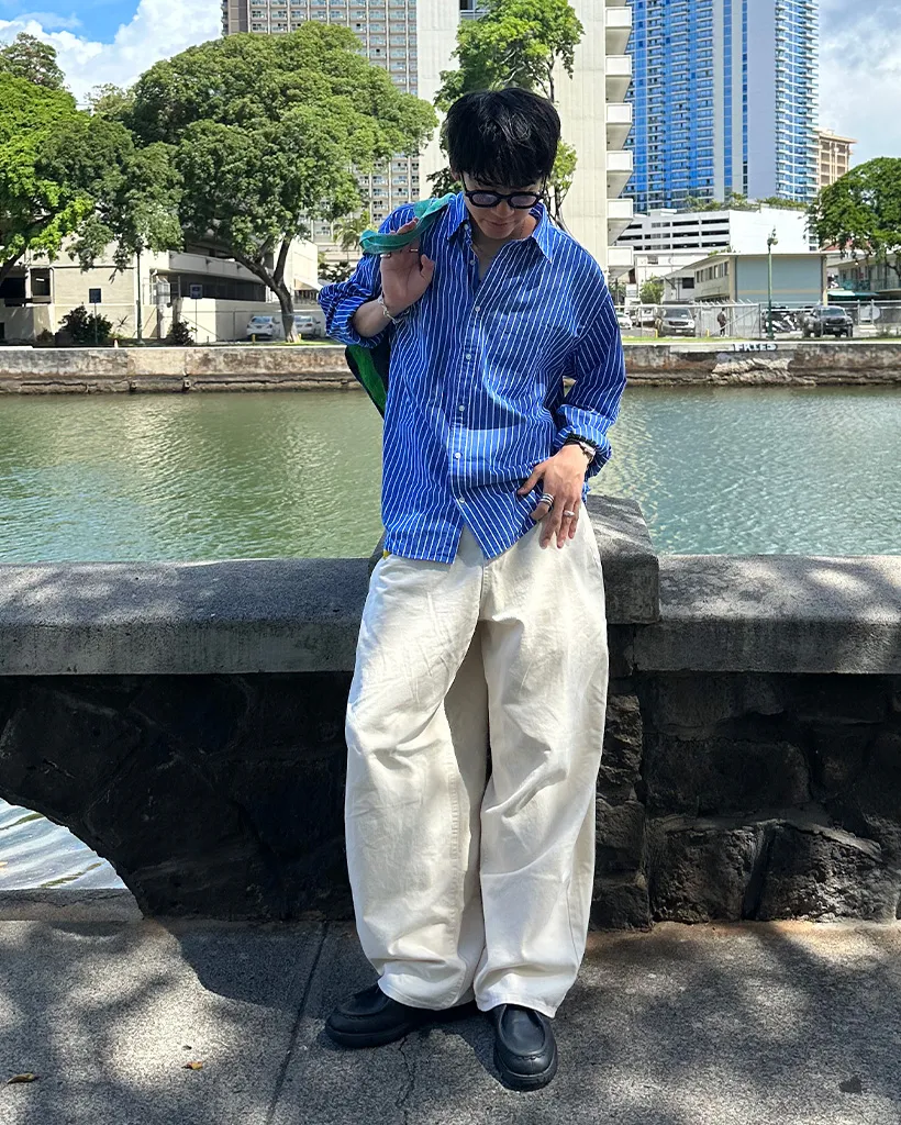 ユニセックスコットンワイドパンツ