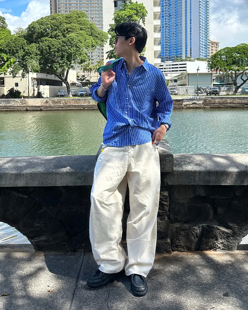 ユニセックスコットンワイドパンツ