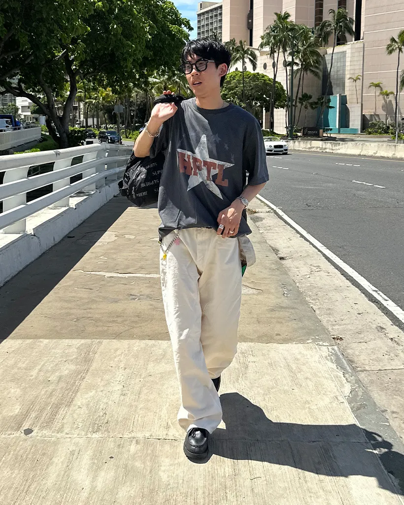 ユニセックスコットンワイドパンツ