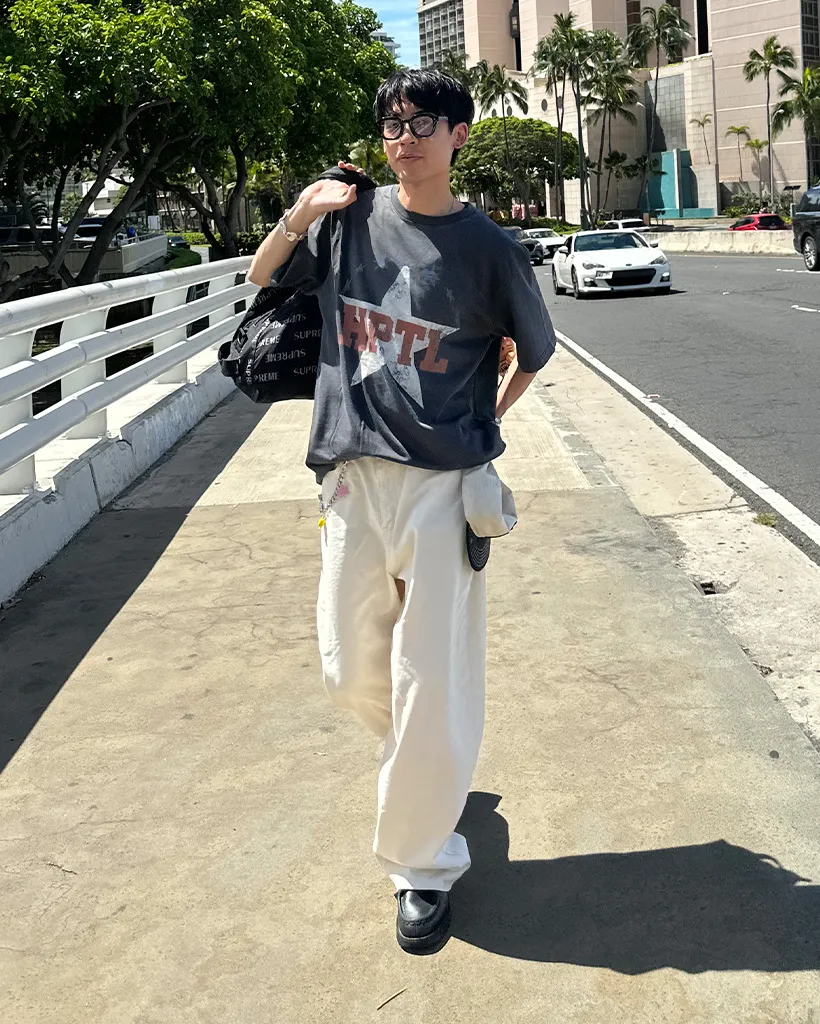 ユニセックスコットンワイドパンツ