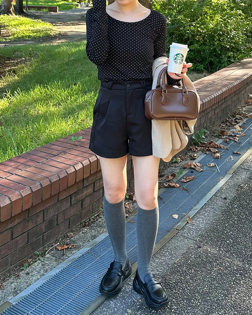 スカラップカフドットロングTシャツ