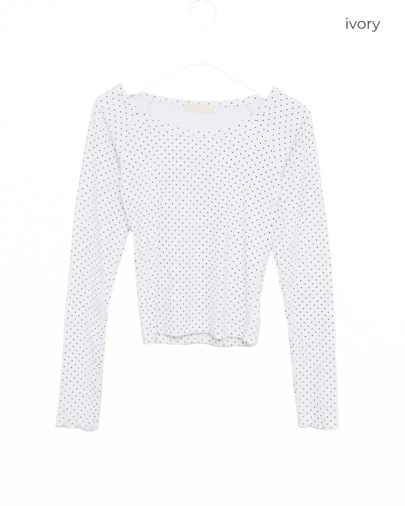 スカラップカフドットロングTシャツ