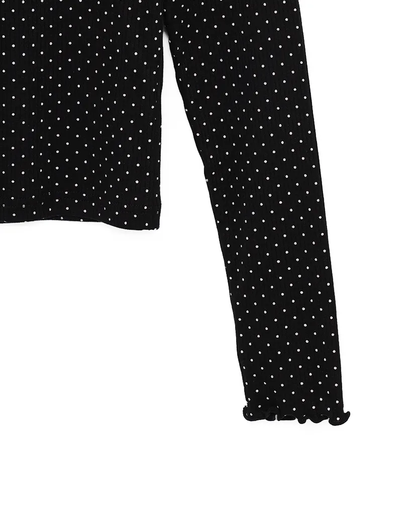 スカラップカフドットロングTシャツ