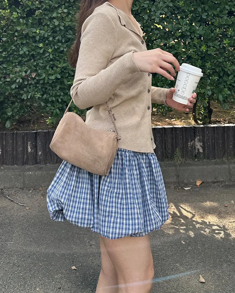 ベルトセットチェックバルーンミニスカート