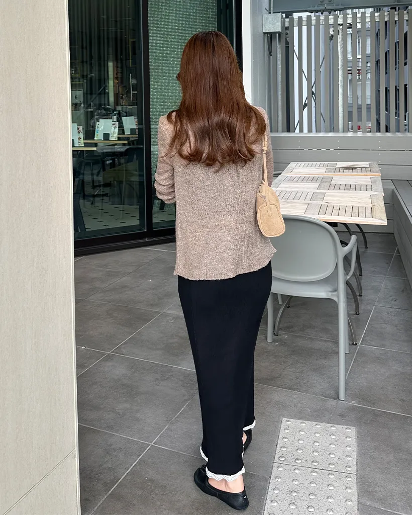 レースヘムマキシニットスカート