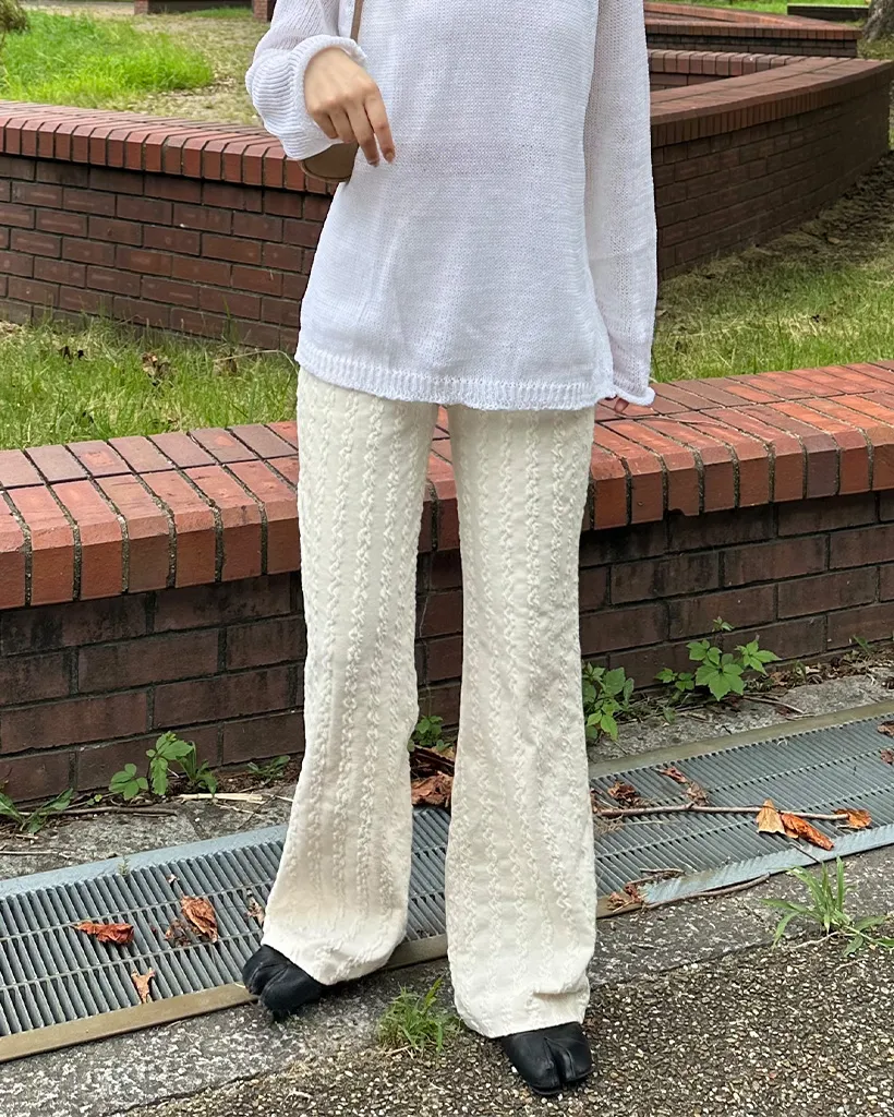 ウエストゴムウェーブジャガードニットパンツ