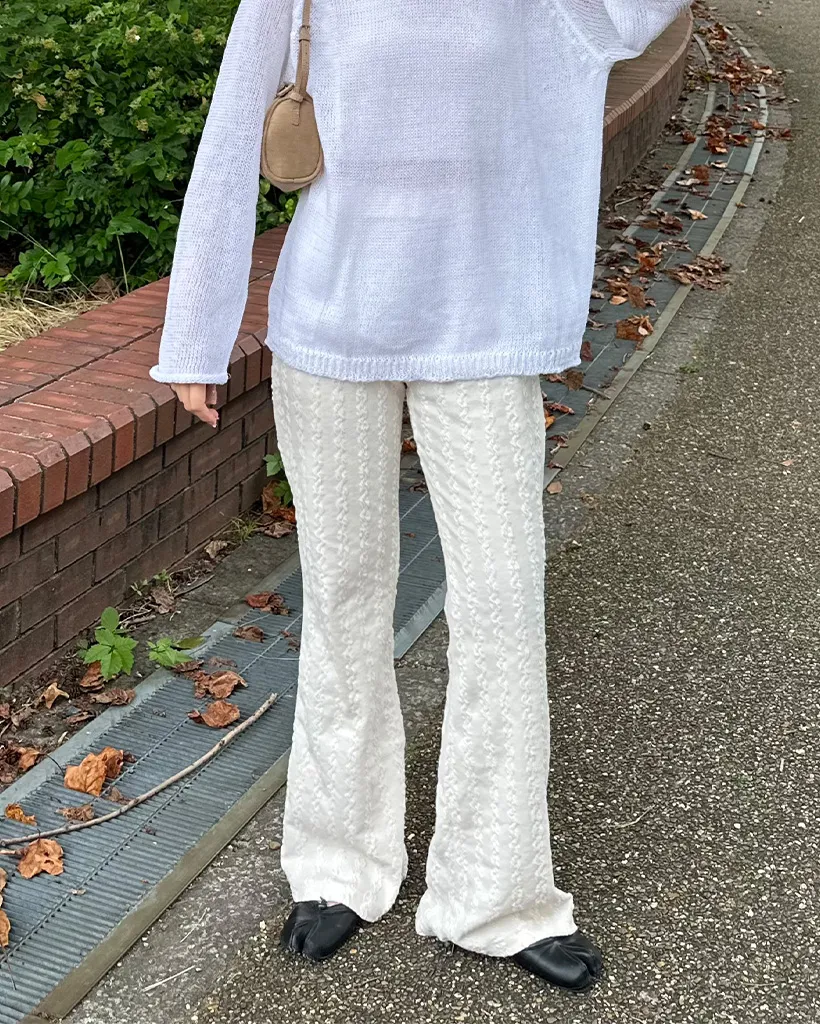 ウエストゴムウェーブジャガードニットパンツ