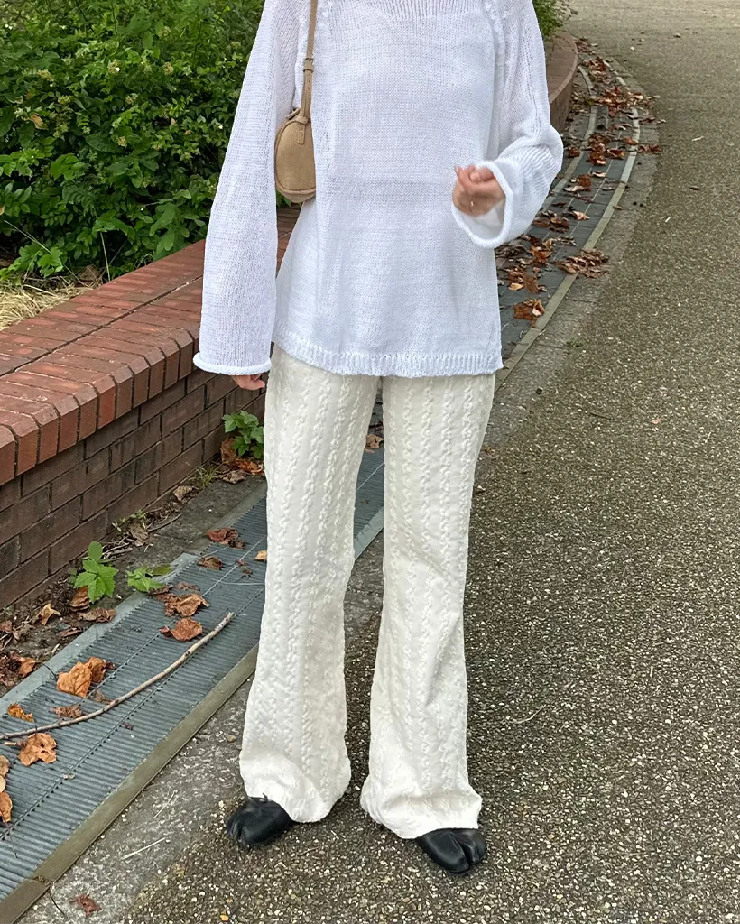 ウエストゴムウェーブジャガードニットパンツ