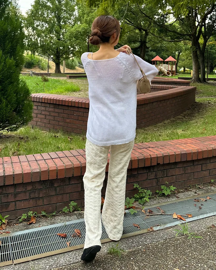 ウエストゴムウェーブジャガードニットパンツ