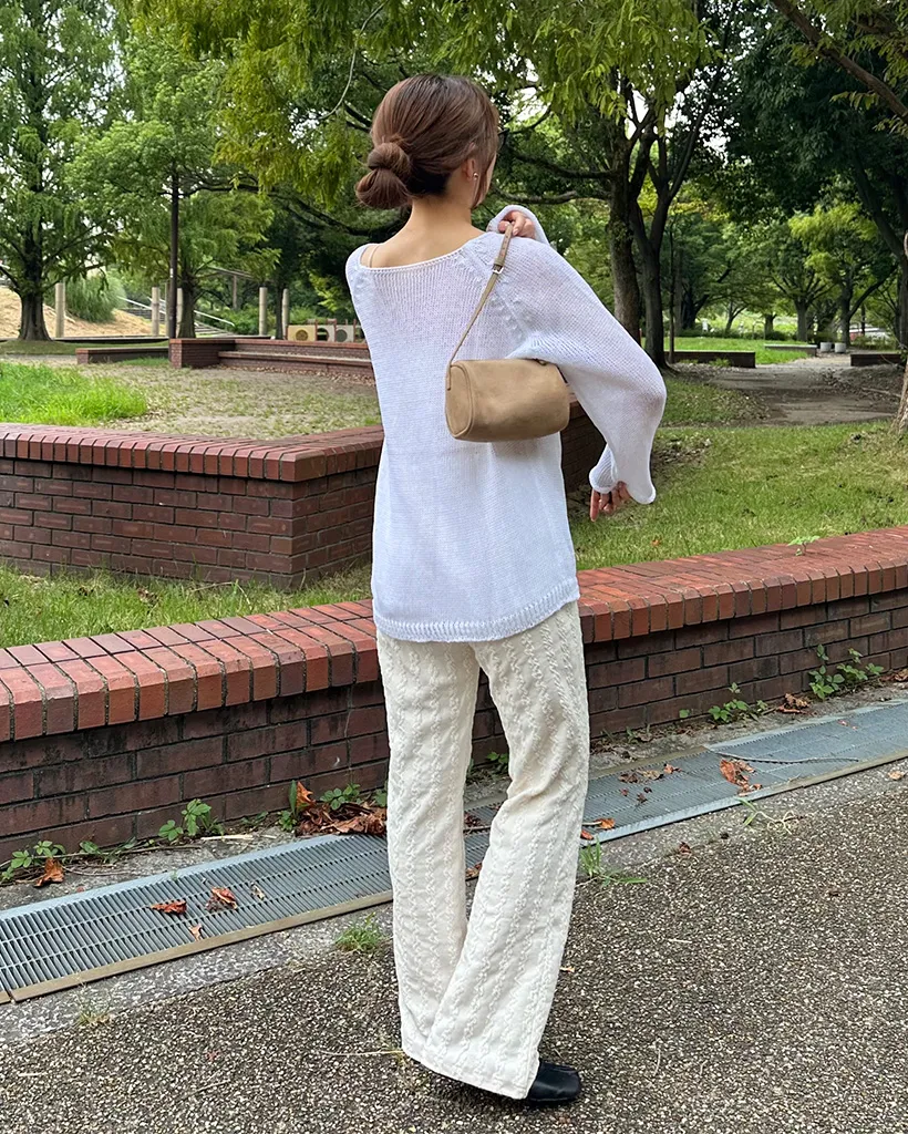 ウエストゴムウェーブジャガードニットパンツ