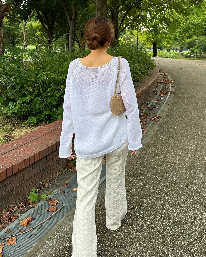 ウエストゴムウェーブジャガードニットパンツ