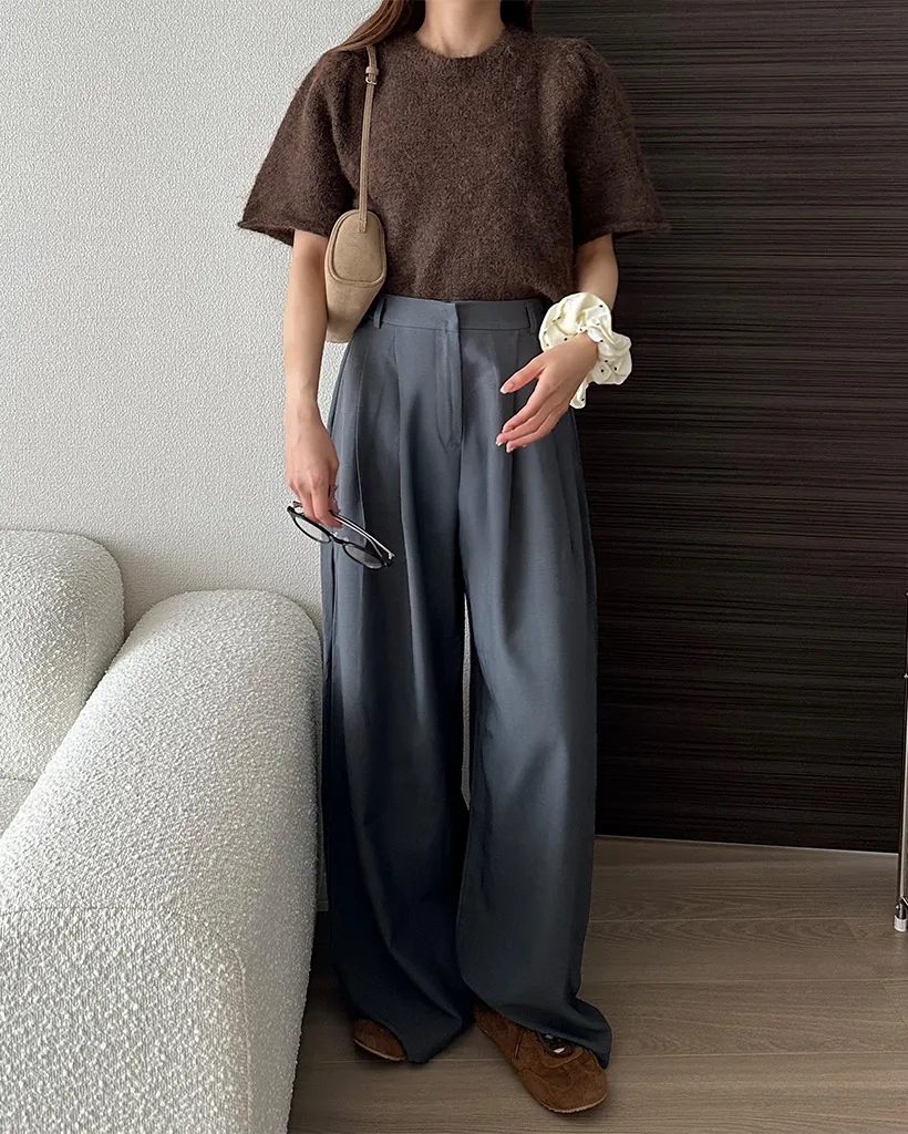 ハイウエストタックロングワイドスラックス
