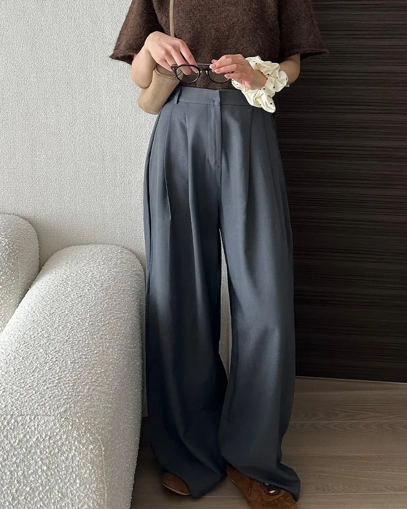 ハイウエストタックロングワイドスラックス