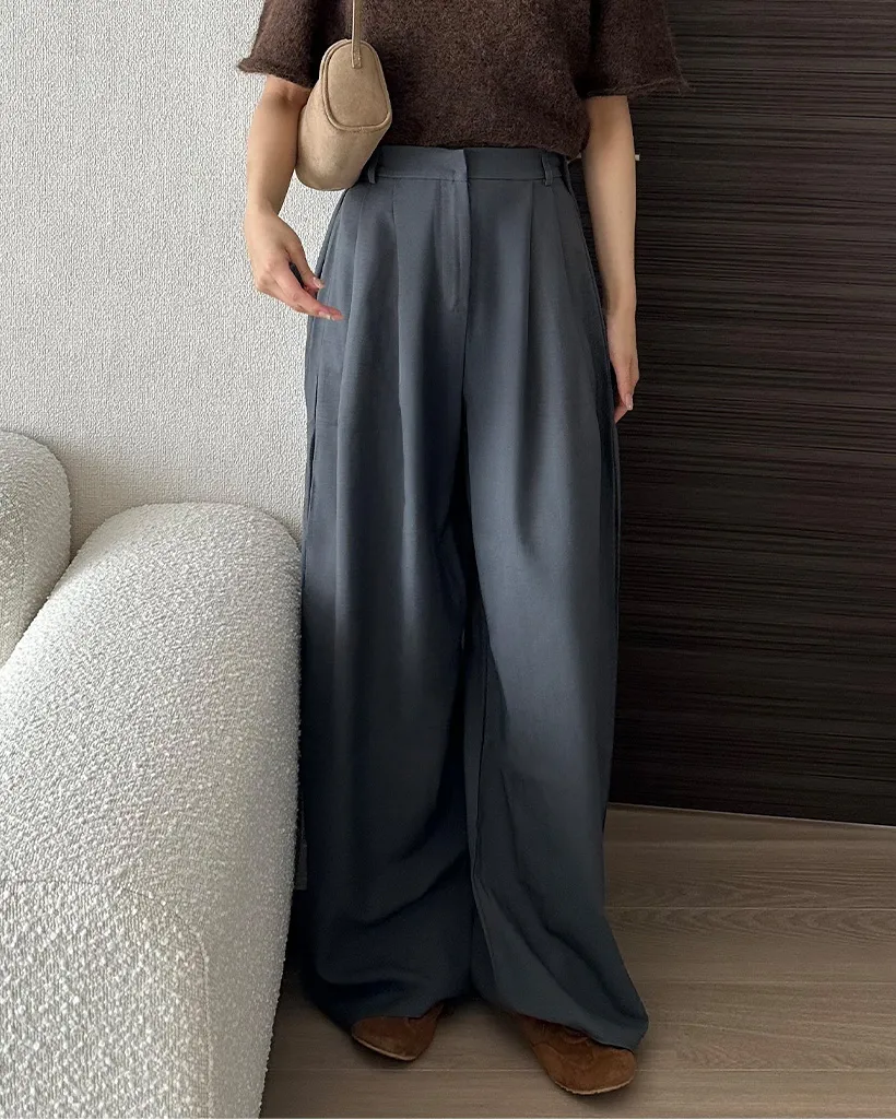 ハイウエストタックロングワイドスラックス