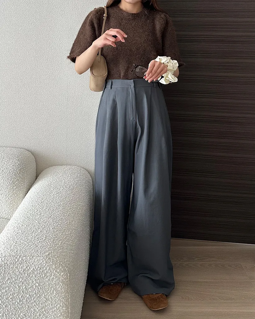 ハイウエストタックロングワイドスラックス