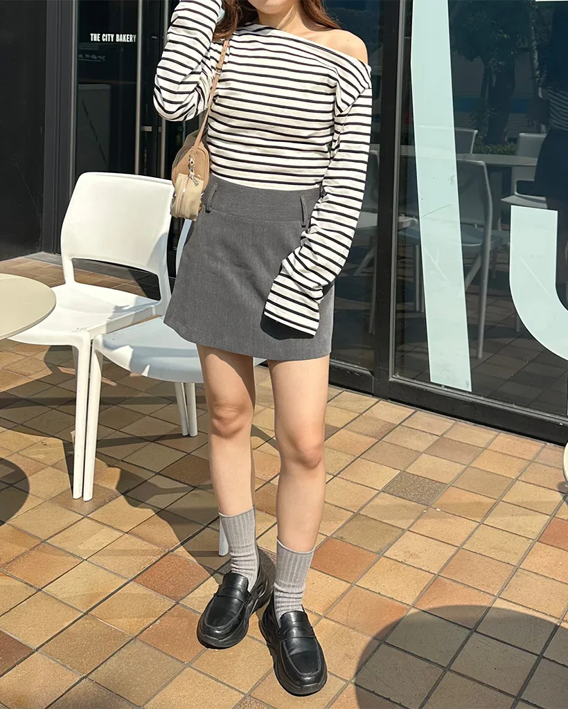 ボートネックロングスリーブTシャツ