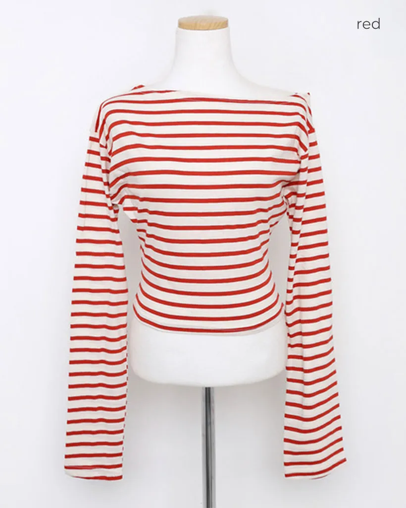 ボートネックロングスリーブTシャツ