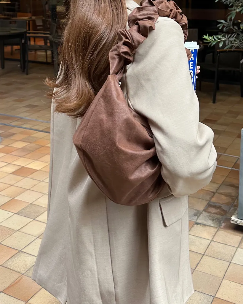 2wayギャザーショルダースエードバッグ