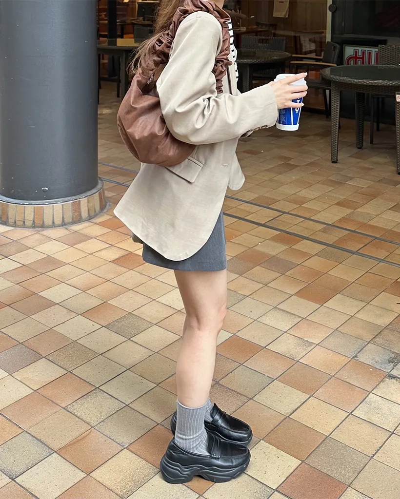 2wayギャザーショルダースエードバッグ