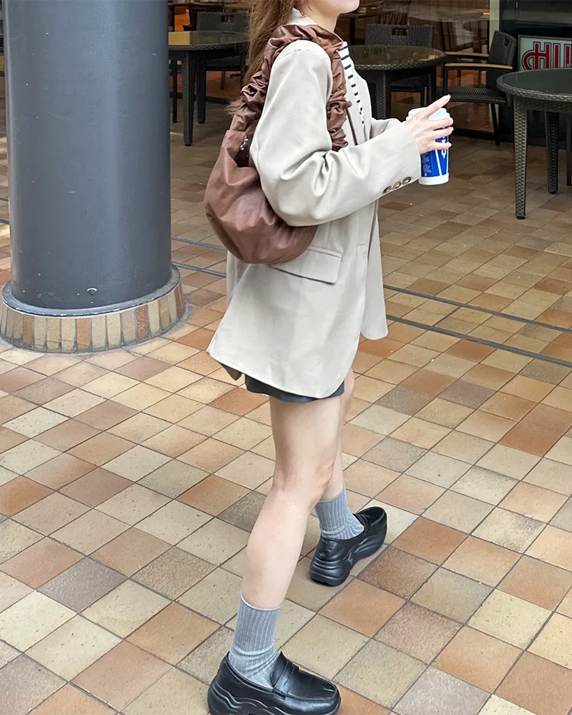 2wayギャザーショルダースエードバッグ