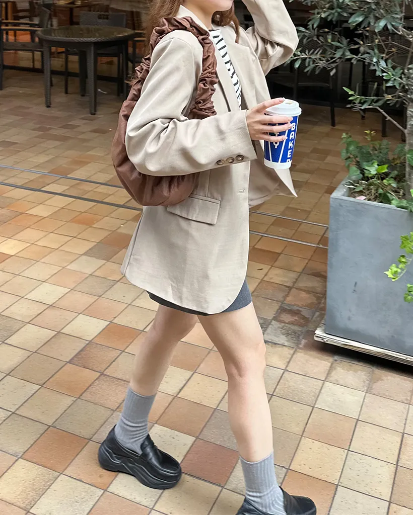 2wayギャザーショルダースエードバッグ