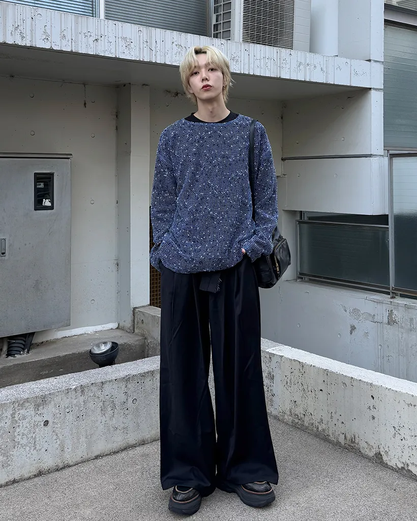 ユニセックスルーズフィットネットニット
