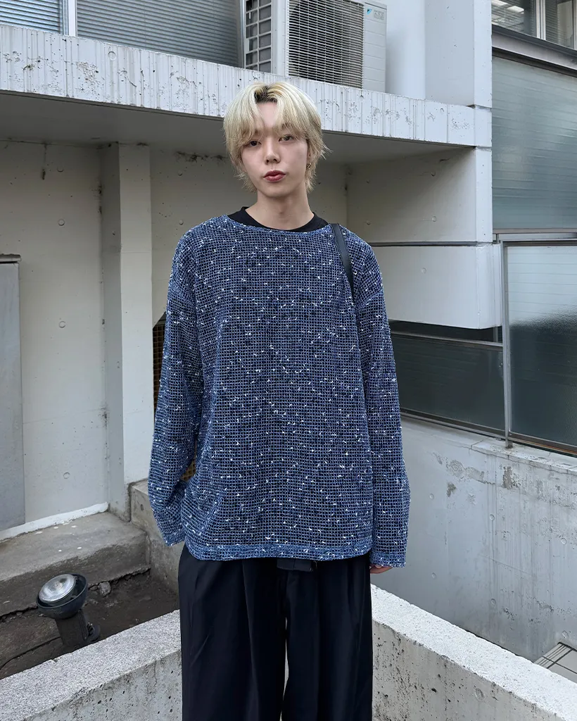 ユニセックスルーズフィットネットニット