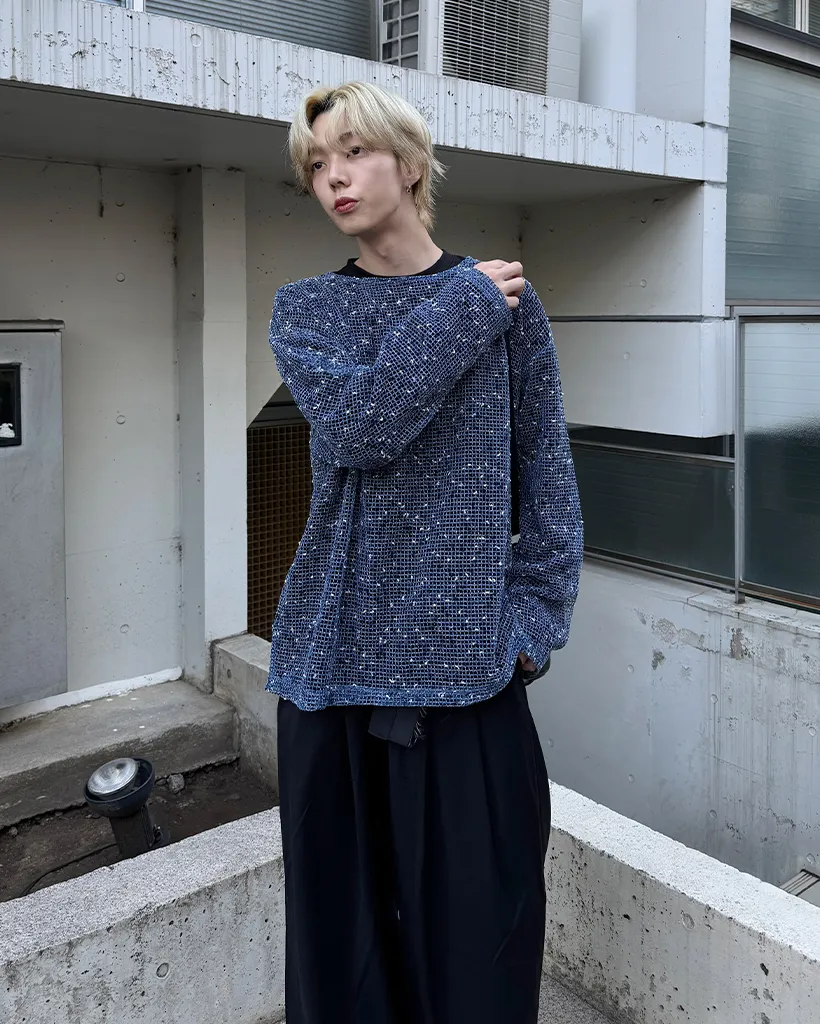 ユニセックスルーズフィットネットニット