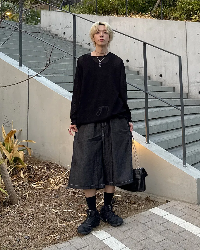 ユニセックスルーズフィットシースルーニット