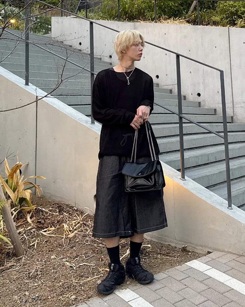 ユニセックスルーズフィットシースルーニット