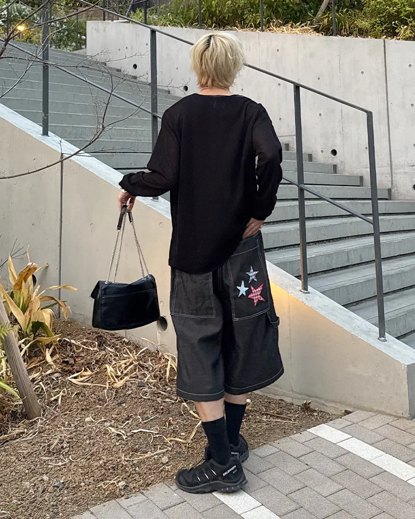 ユニセックスルーズフィットシースルーニット