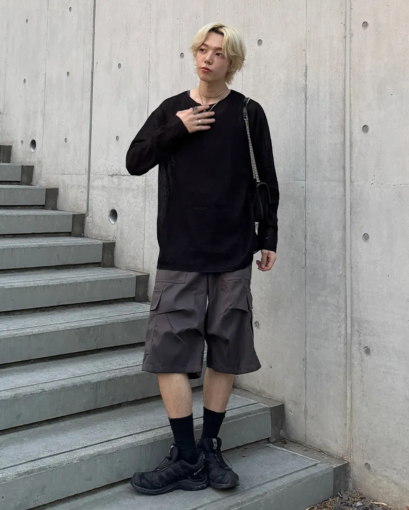 ユニセックスルーズフィットシースルーニット