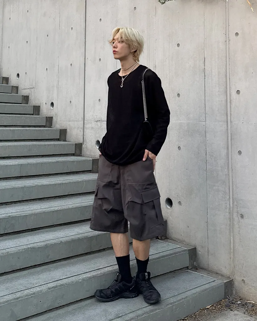 ユニセックスルーズフィットシースルーニット