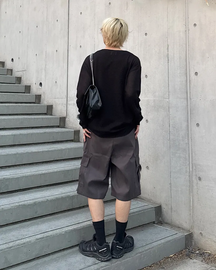 ユニセックスルーズフィットシースルーニット