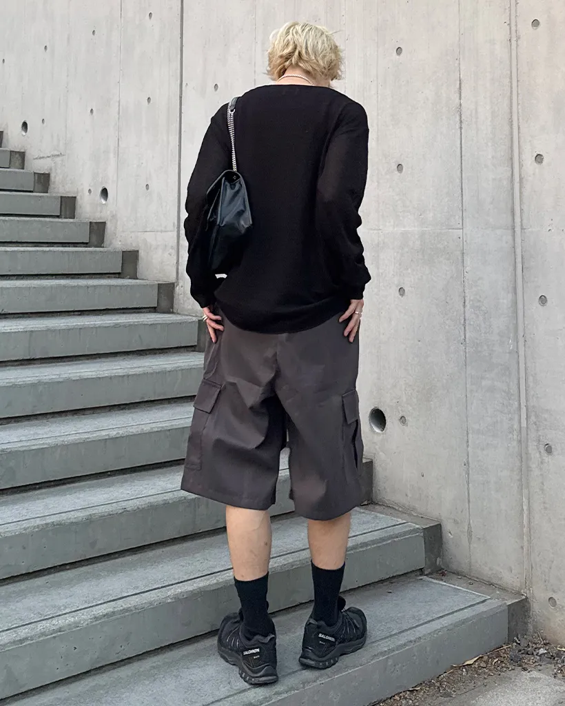 ユニセックスルーズフィットシースルーニット