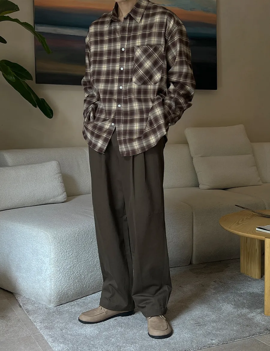 タック入りワイドボタンスラックス