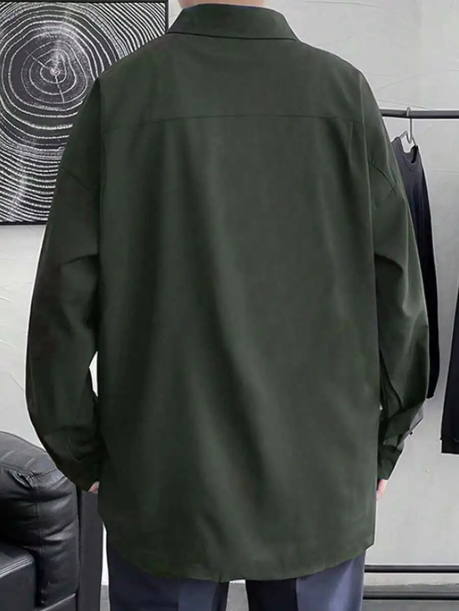 ルーズフィット 無地 メンズ ドロップショルダー シャツ