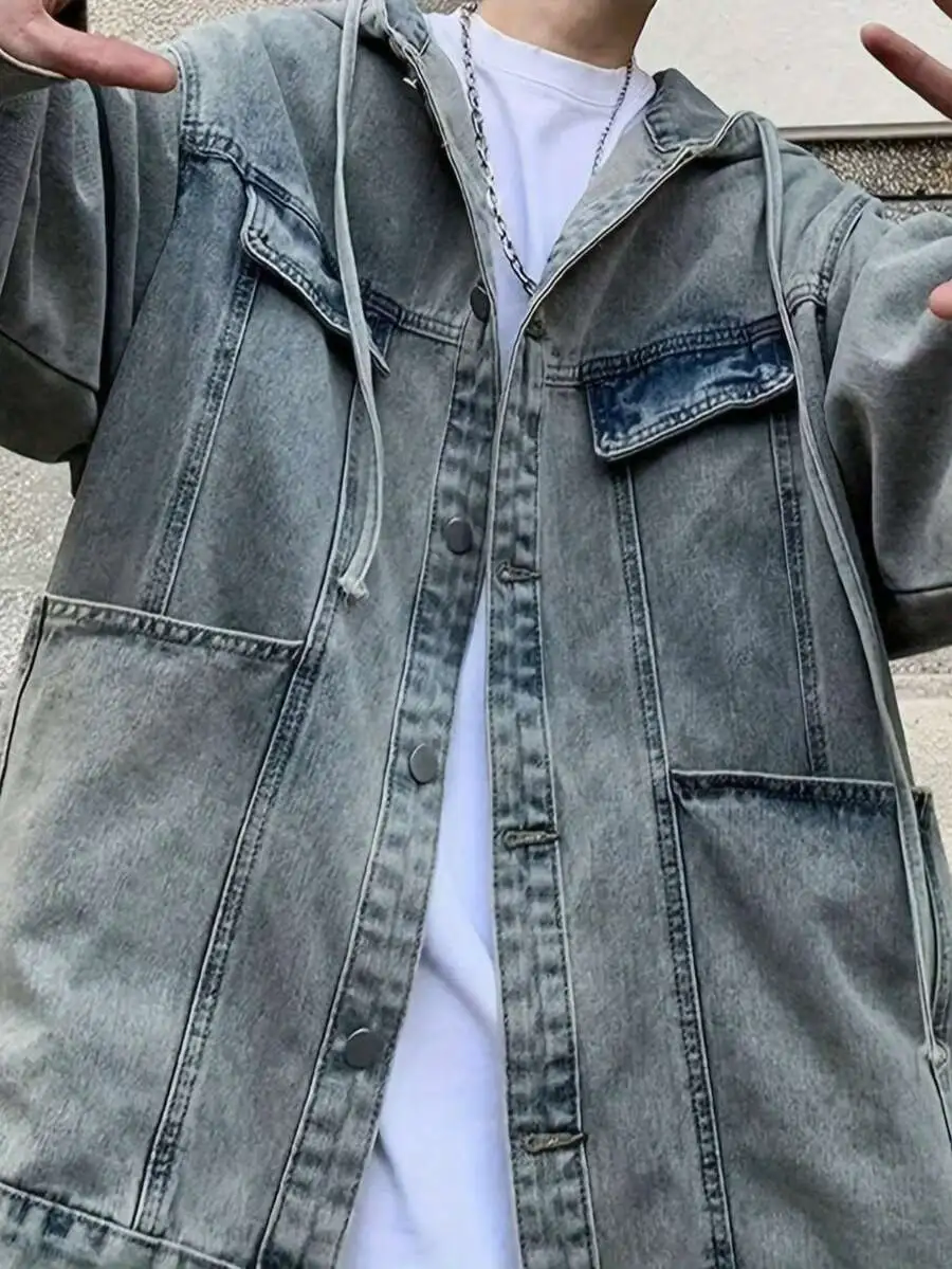 レトロ フード付き ジャケット 春秋 デニムコート