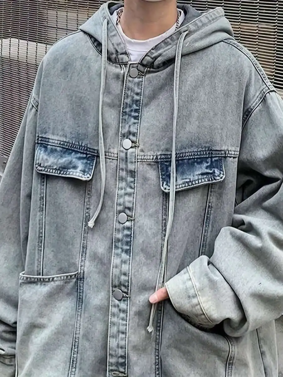 レトロ フード付き ジャケット 春秋 デニムコート