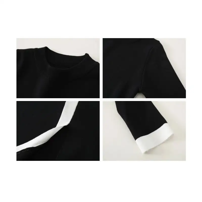 ワンピース 袖丈2タイプ ニット スリット 配色