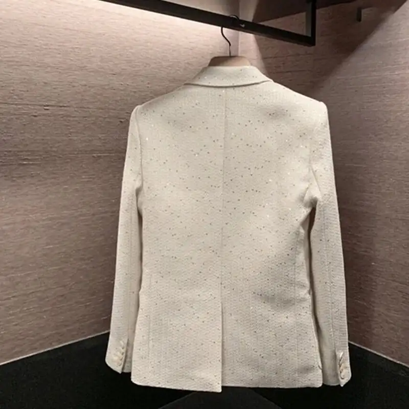 アウタースーツ 高級感 OL/通勤 ツイード ブラック ホワイト