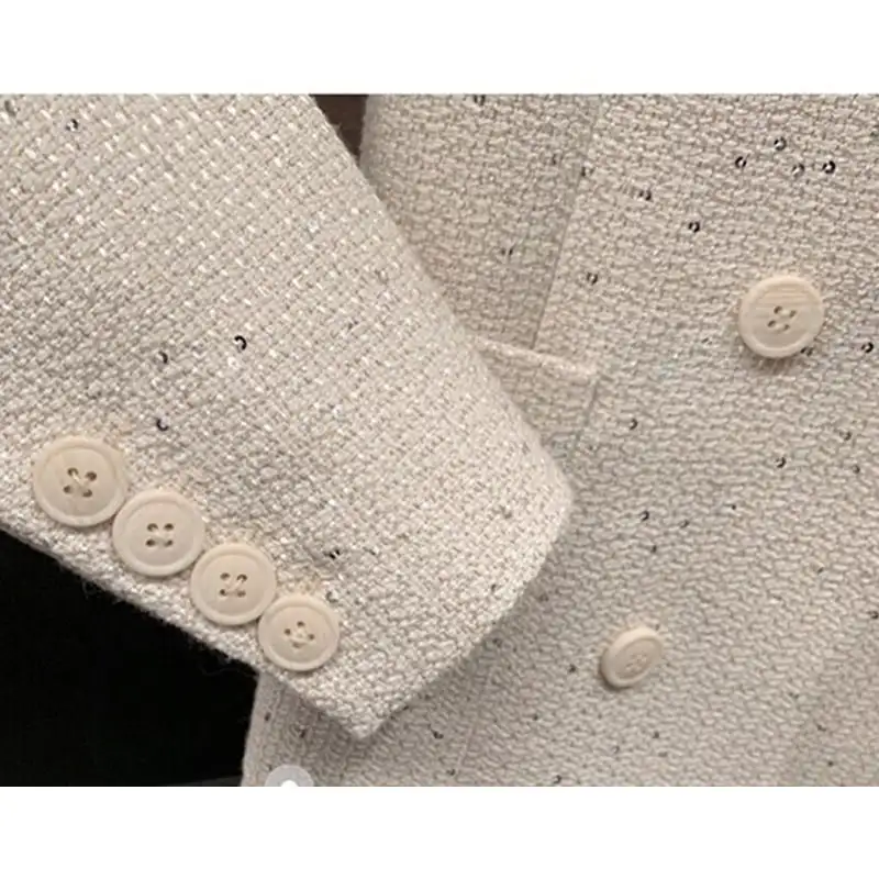 アウタースーツ 高級感 OL/通勤 ツイード ブラック ホワイト