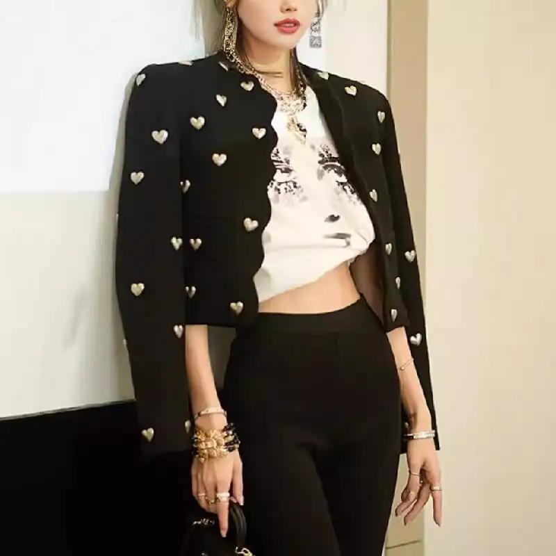 アウター コート 主役級 OL/通勤 ハート ブラック