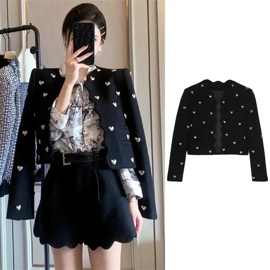 アウター コート 主役級 OL/通勤 ハート ブラック