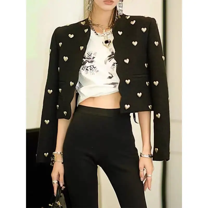 アウター コート 主役級 OL/通勤 ハート ブラック