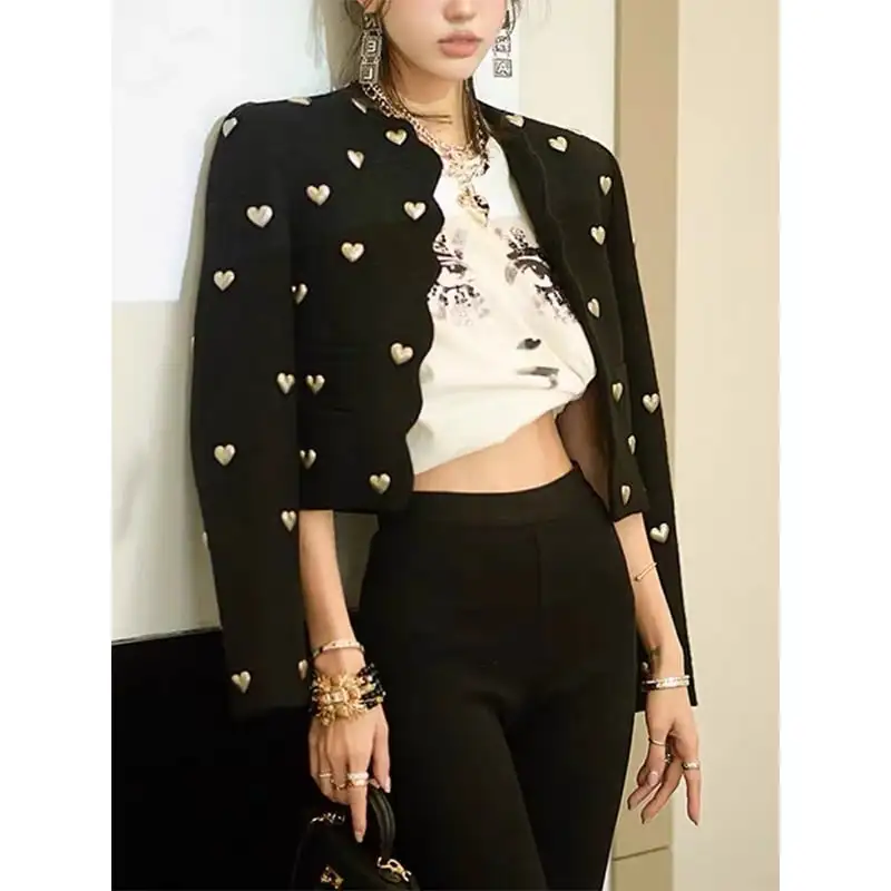 アウター コート 主役級 OL/通勤 ハート ブラック